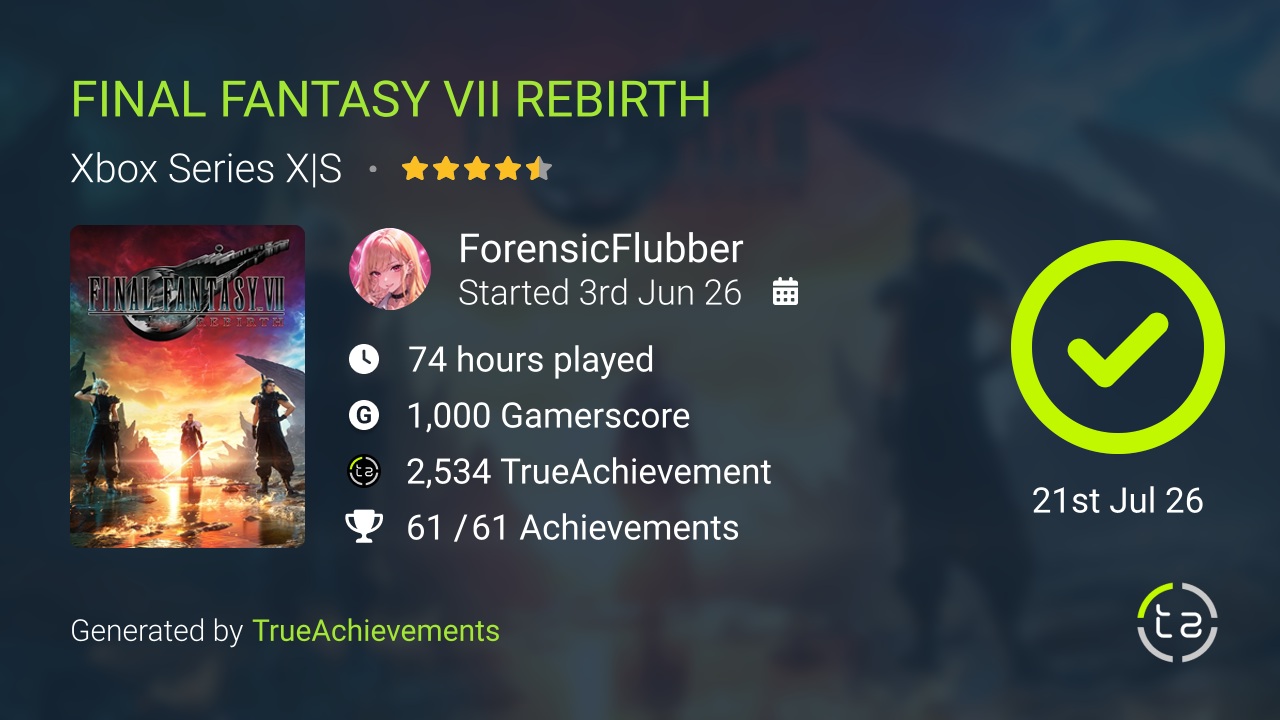 FINAL FANTASY VII REBIRTH achievement summary